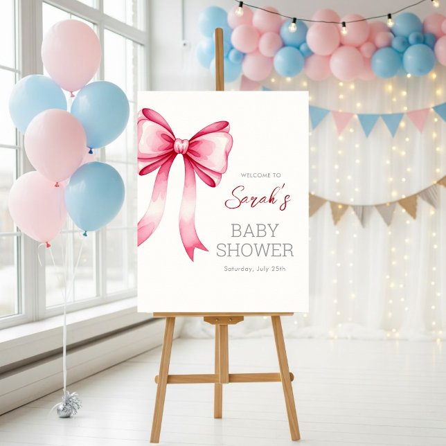 Póster Pink Bow Baby Shower Welcome Sign – Physical Print (Subido por el creador)