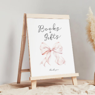 Póster Pink Bow Books para el Rótulo de la mesa del bebé