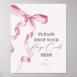 Póster Pink Bow Bridal Shower Comparte una receta de Rótu