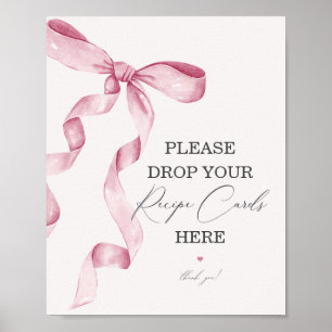 Póster Pink Bow Bridal Shower Comparte una receta de Rótu