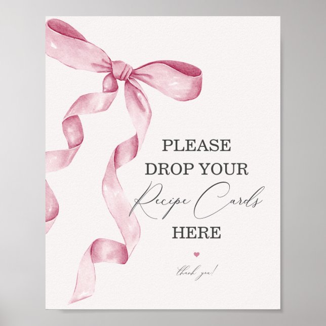 Póster Pink Bow Bridal Shower Comparte una receta de Rótu (Frente)