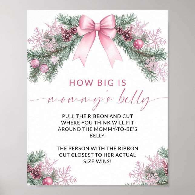 Póster Pink Bow Christmas How Big is Mommy's Belly Game (Frente)