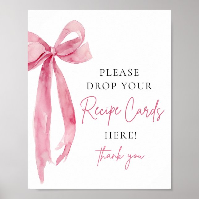 Póster Pink Bow Comparte una receta con tarjeta de regalo (Frente)