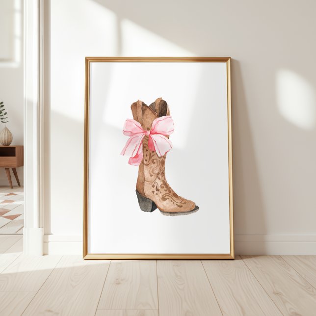 Póster Pink Bow Cowgirl Boot Girly Western Wall Art (Subido por el creador)
