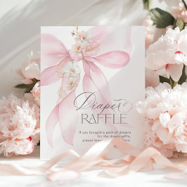 Póster Pink Bow Diaper Raffle Floral Bebé ducha