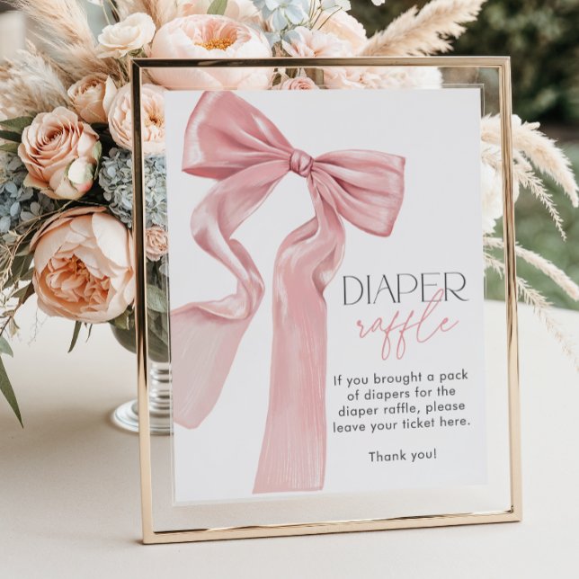 Póster Pink Bow Elegant Coquette Diaper Raffle (Subido por el creador)