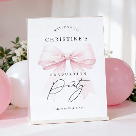 Póster Pink Bow Graduation Sign Poster