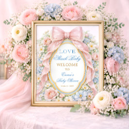 Póster Pink Bow Love Shack Baby Girl Shower Welcome