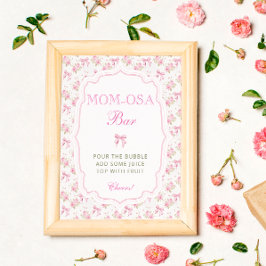 Póster Pink Bow Love Shack Baby Shower Mom-osa Bar