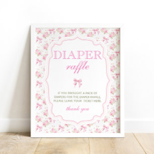 Póster Pink Bow Love Shack Chica Shower Diaper Raffle