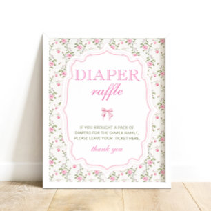 Póster Pink Bow Love Shack Cute Shower Diaper Raffle