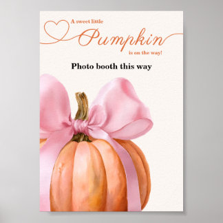 Póster Pink Bow Pumpkin Baby Shower "Photo Booth De Esta 