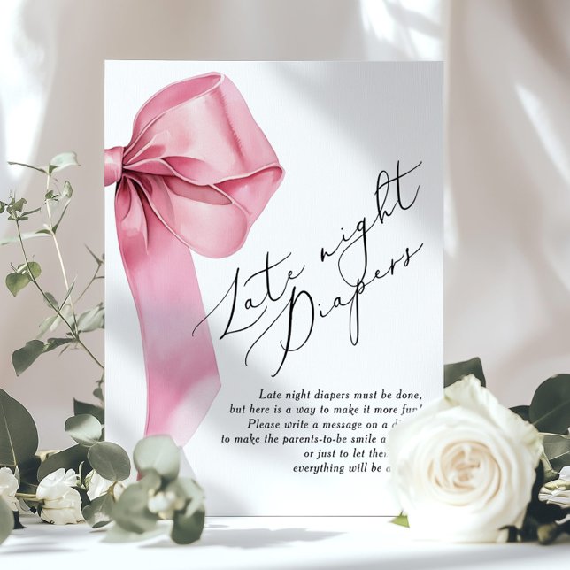 Póster Pink Bow Tarde noche pañales Bebe ducha juego (Subido por el creador)