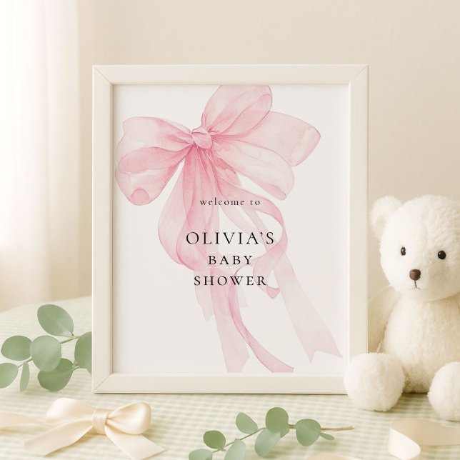 Póster Pink Bow Welcome to Baby Shower (Subido por el creador)