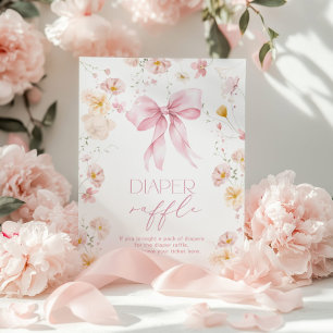 Póster Pink Bow Wildflower Diaper Raffle