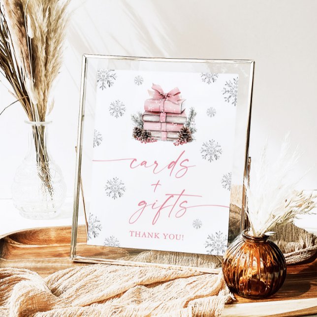 Póster Pink Bow Winter Books Baby Shower Cards & Gifts (Subido por el creador)
