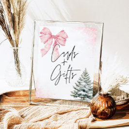 Póster Pink Bow Winter Snowflake BabyShower Cards & Gifts