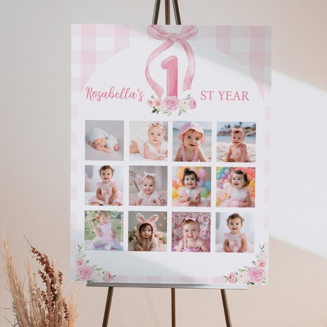 Póster Pink Bows Coquette Primer Rótulo de cumpleaños (Subido por el creador)
