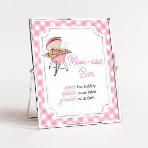 Póster Pink Burger BBQ Baby Shower Mom Osa Bar