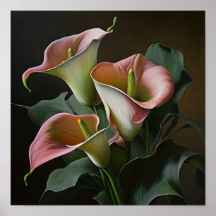 Póster Pink Calla Lilies Lily Flor Art Print Poster