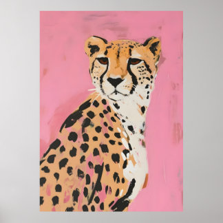 Póster Pink Cheetah Art Print – Modern Safari Wall Art fo
