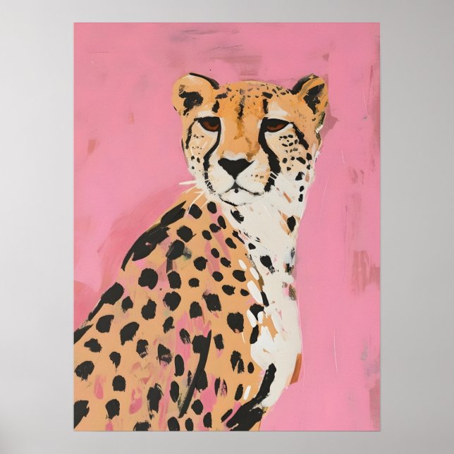 Póster Pink Cheetah Art Print – Modern Safari Wall Art fo (Frente)