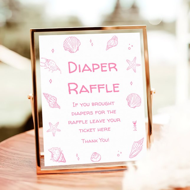 Póster Pink Coastal Beach Baby Shower Diaper Raffle  (Subido por el creador)