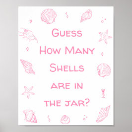Póster Pink Coastal Beach Baby Shower Guess How Many 