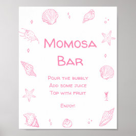 Póster Pink Coastal Beach Baby Shower Momosa Bar