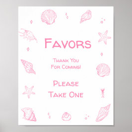 Póster Pink Coastal Beach Beach Baby Shower Favor 