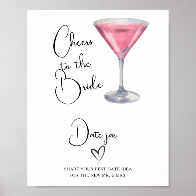 Póster Pink cocktail Bridal shower Date night ideas (Frente)