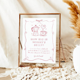 Póster Pink Coffee Baby Shower Belly Sign