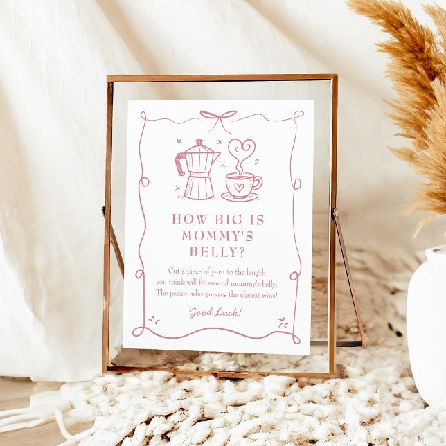 Póster Pink Coffee Baby Shower Belly Sign (Subido por el creador)