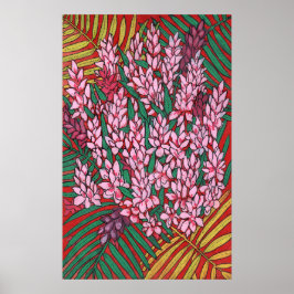 Póster Pink Cone Ginger Alpinia Flores tropicales P