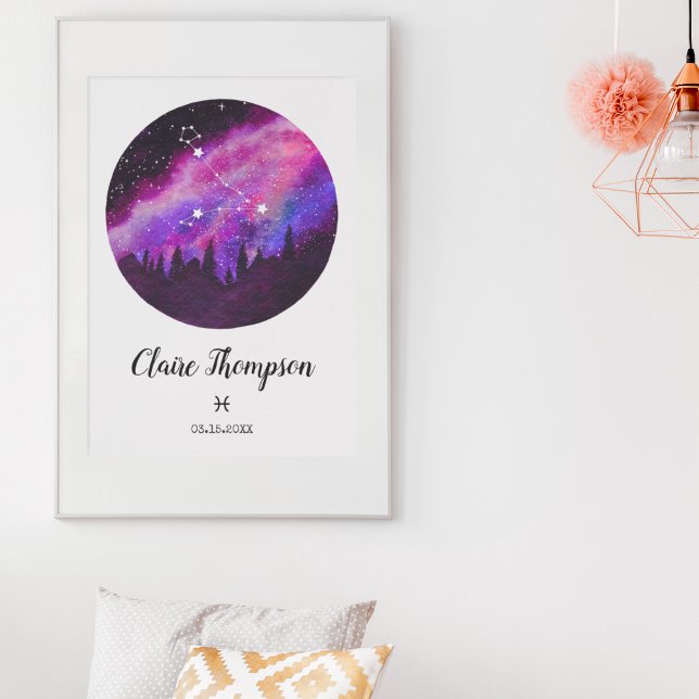Póster Pink Constellation Pisces Horoscope Sign Gift (Subido por el creador)