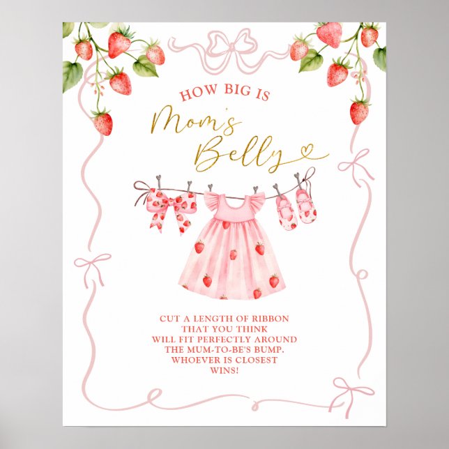 Póster Pink Coquette Baby Clothes How Big Is Mom Belly (Frente)