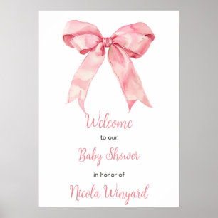 Póster Pink Coquette Bow Baby Shower