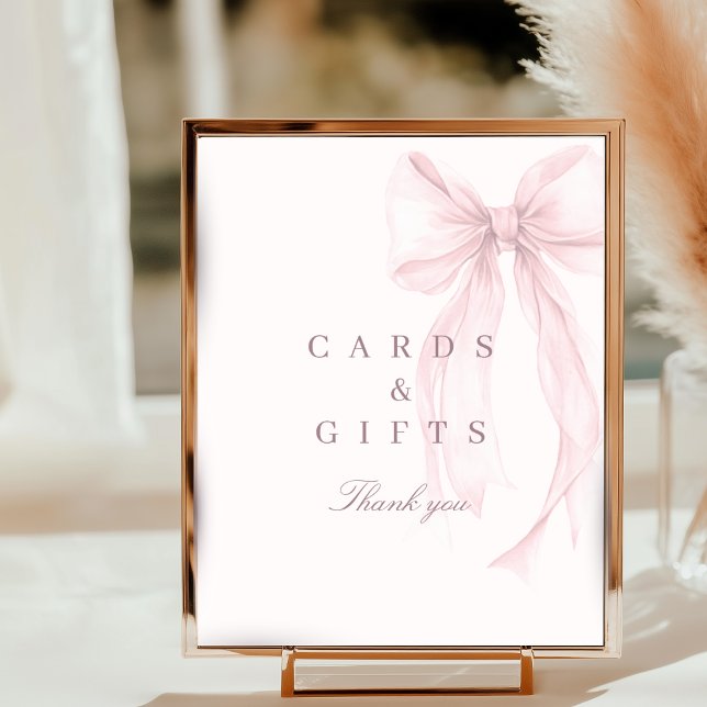 Póster Pink Coquette Bow Baby Shower Tabletop Sign (Pink Bow Tabletop Sign)