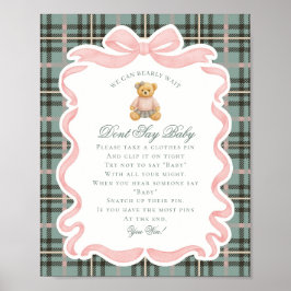 Póster Pink Coquette Bow Bear Tartan Dont Say Baby Game