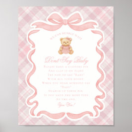 Póster Pink Coquette Bow Bear Tartan Dont Say Baby Game