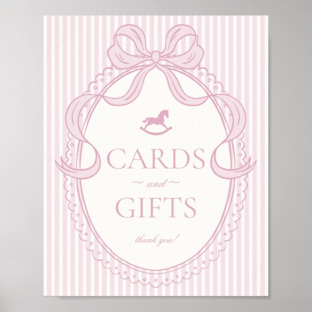 Póster Pink Coquette Bow Rocking Horse Cards & Gifts (Frente)