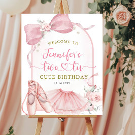 Póster Pink Coquette Two-tu Cute Ballerina Birthday
