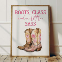 Póster Pink Cowgirl Poster Kids Western Room Decor