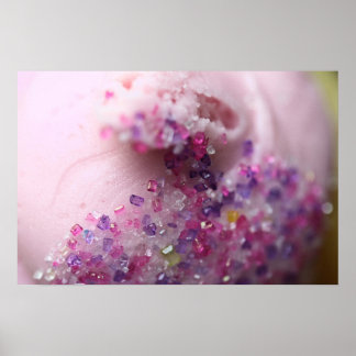 Póster Pink cupcake with sugar photo poster