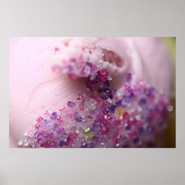 Póster Pink cupcake with sugar photo poster (Frente)