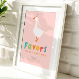 Póster Pink Cute Two Silly Goose 2nd Birthday Favors