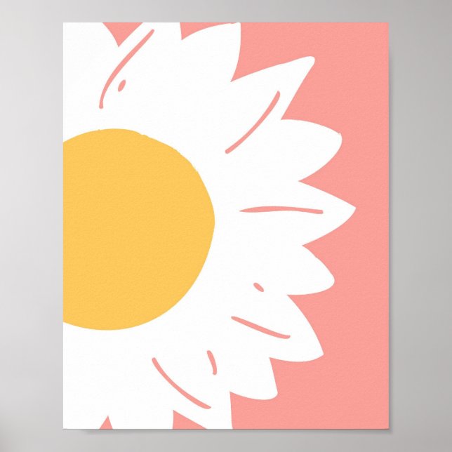 Póster Pink Daisy – Minimalist Floral Wall Art (Frente)