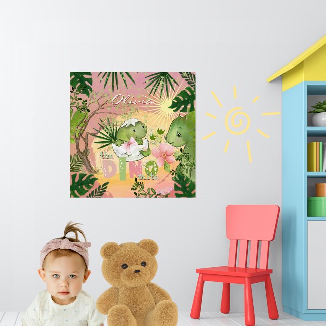 Póster Pink Dino-Mite Nursery Poster for Girls (Pink Dino-Mite Nursery Poster for Girls)