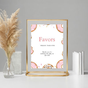 Póster Pink Donut SPrinkles favorece el Rótulo Baby Showe