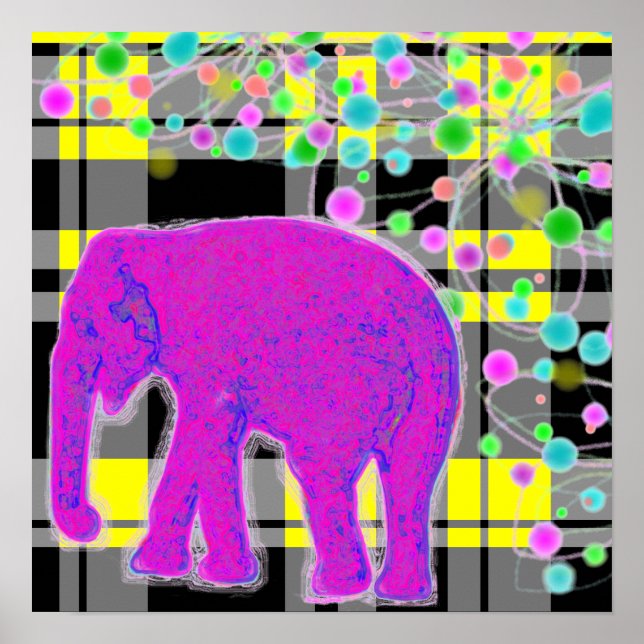 Póster Pink Elephant and Plaid (Frente)